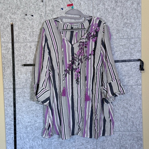 Catherines Tops - Catherine’s Women's Striped Purple and Black Top NWT